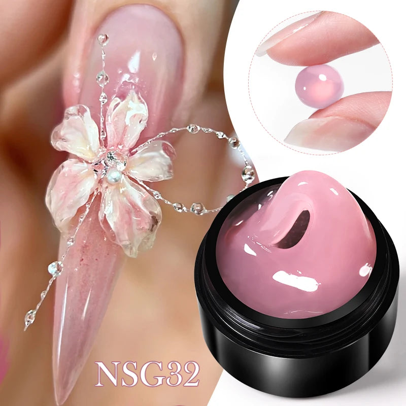 BORN PRETTY 15ml Clear Non Stick Hand Extension Gel Nail Polish for 3D Shaping Nail Art Solid Milky Jelly Hard Gel for Fake Nail