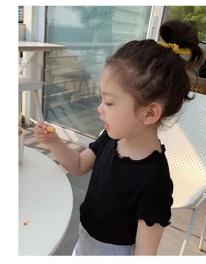 Baby Girls T-shirts for Kids Summer Sleeveless Knitted Tops Vest Outfits Girls Cute Halter Tops Tees Children Clothing 1-12 Year