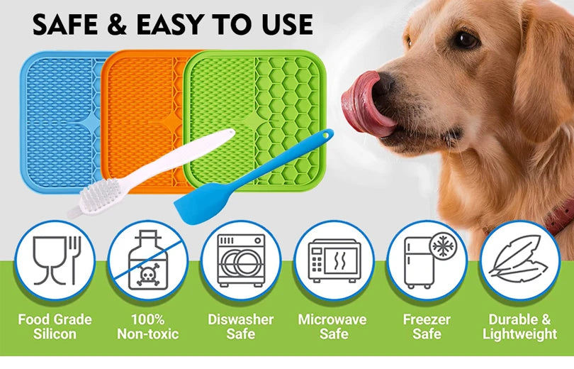 Silicone Pet Licking Pad for Dog & Cat | Anti-Choking Slow Feeder with Suction Cup | Yogurt Meal Mat & Slow Food Bowl Plate