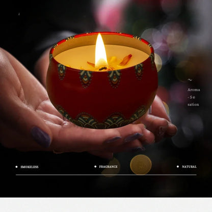 Scented Candle Set Gift Islamic Arabian Pattern Fragrance Candle Jar DIY Smokeless Couples Jasmine Rose Romantic Incense Candles