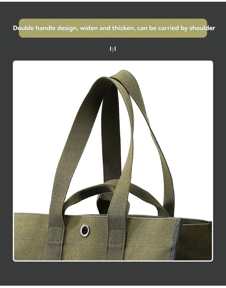 CAMPINGMOON Firewood Storage Bag.Camping Equipment Storage Bag with Double Handles, Shoulder Back, Outdoor Thick Canvas Bag