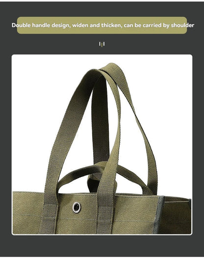 CAMPINGMOON Firewood Storage Bag.Camping Equipment Storage Bag with Double Handles, Shoulder Back, Outdoor Thick Canvas Bag