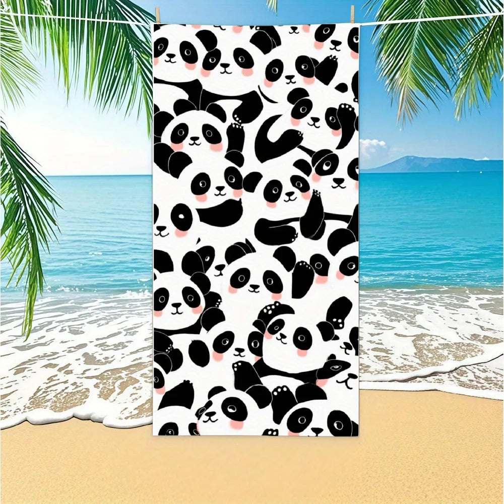 Beach Towel With Cute Panda Doodles Cartoon Beach Towel Design Sports Travel  Swim Pool Yoga More Suitable for Summer