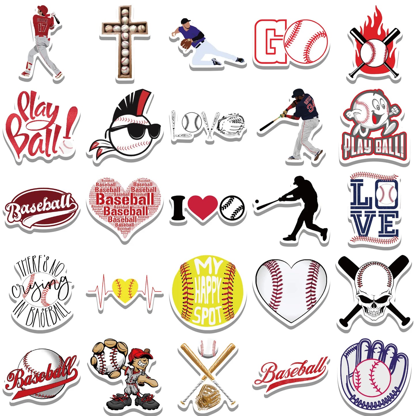 Baseball Stickers 52PCS Sports Baseball Stickers for Water Bottles,Baseball Sticker,Baseball Helmet Stickers