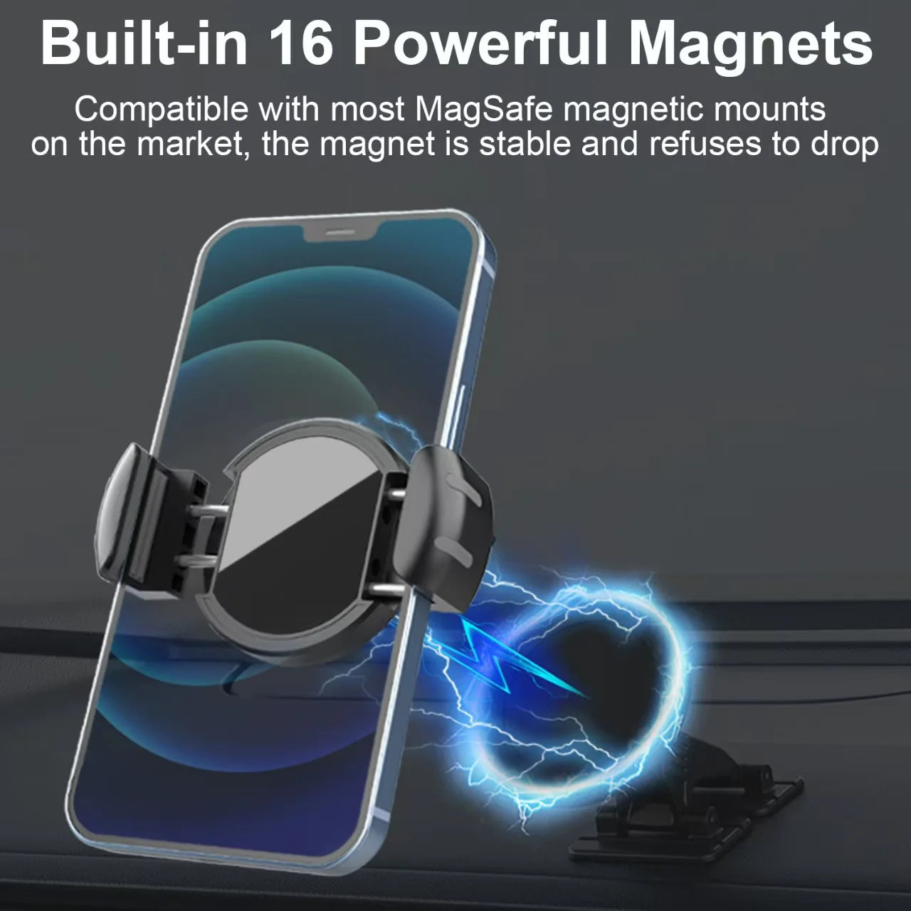 Magnetic Phone Clamp for Magnet Car Phone Holder Universal Mounts Cycling Cellphone Clip Quick Lock Release/Attach/Detach