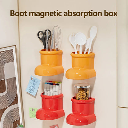 Cute Boots Magnetic Suction Fridge Wall Mounted Organizer Kitchen Decorative Organizer Basket No Punch Storage Boxes