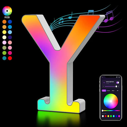 Smart LED Letters Lights Alphabet Light Decorative Name Letter Number Lamp Night Light USB MeRGBW App Music Sync Logo Game Home