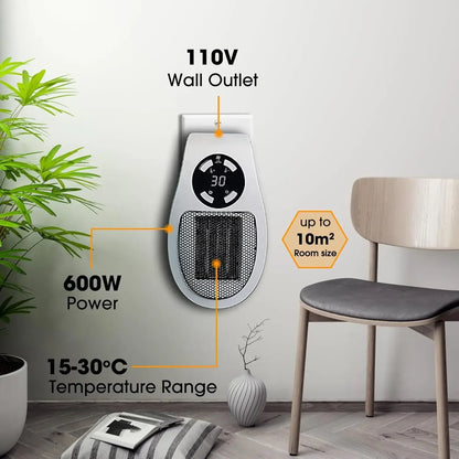 500W Portable Heater Electric Heater with Adjustable Thermostat Timer and Led Display Home Electric Heater Household Appliances