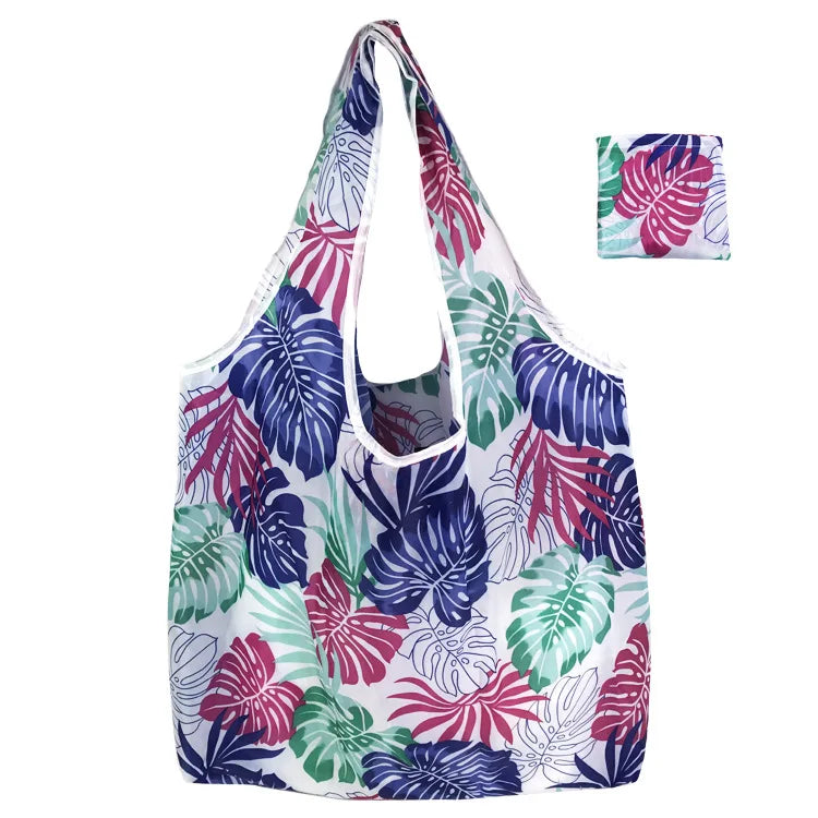 Large Reusable Shopping Bag Women's Foldable Floral Environmentally Friendly Portable Tote Bag Grocery Storage Bag