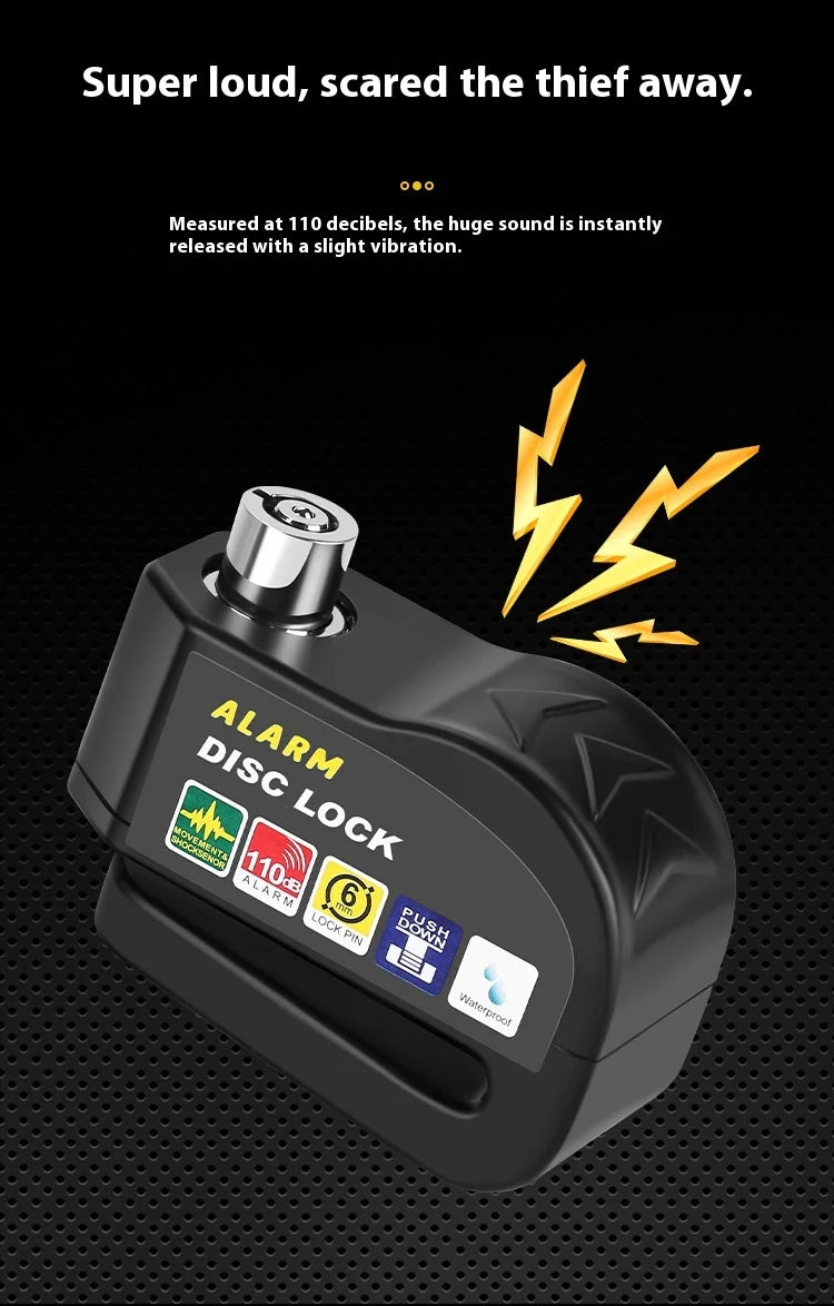 Bike Lock Bicycle Disc Brake Lock Alarm Protection Electric Bikes Locks Motorcycle Brake Disc Anti-theft Locks Cycling Equipment