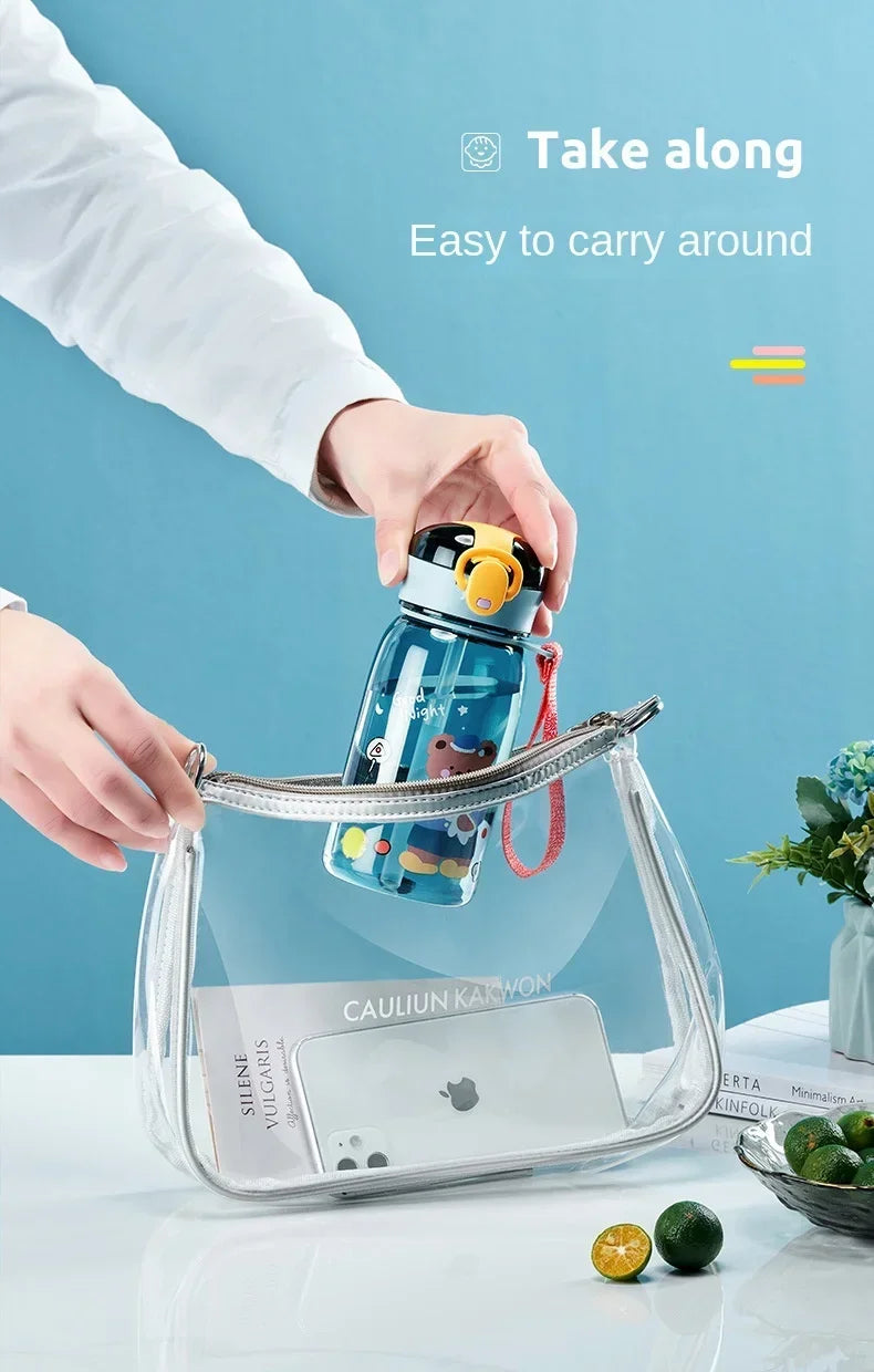 Kids Cartoon Water Sippy Cup with Straw Cute Bear Leakproof Water Bottles Outdoor Portable Drink Bottle Children's Lovely Cup