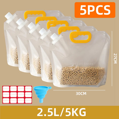 Reusable Grain Storage Bag Portable Rice Sealed Bag  Kitchen Moisture-Proof Insect-Proof Organizer Food-Grade Bags