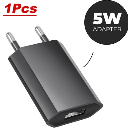 NNBILI 1-5Pcs Black Universal 5W EU Plug Travel USB Wall Charger 5V/1A Rapid Charging For iPhone 7 8 Plus Redmi Phone AC Adapter