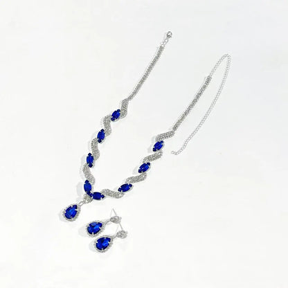 European and American 2-piece Bridal Jewelry Necklace Earrings Jewelry Set Banquet Dress Set Chain Fashion Versatile Accessories