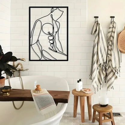 40x60cm Modern Metal Wall Art - Abstract Geometric Design for Living Room, Stylish Contemporary Decor