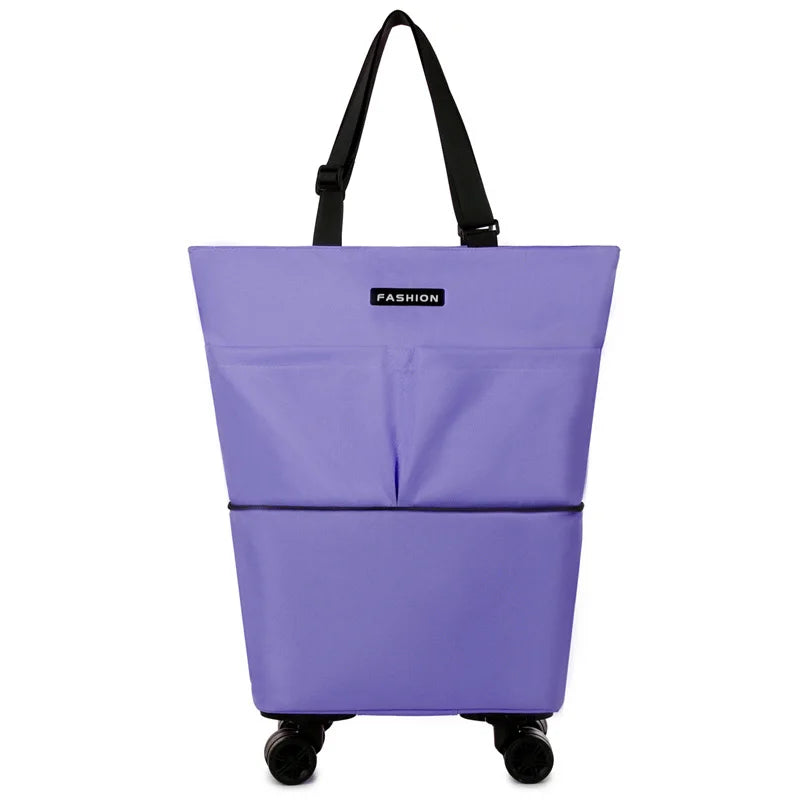 Travel bag, large capacity swivel wheel travel bag, supermarket shopping tote bag, travel luggage storage bag