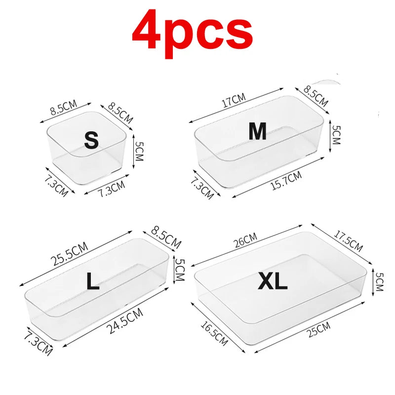 Clear Drawer Organizer Boxes Transparent Plastic Storage Box Desktop Acrylic Box Jewelry Makeup Cosmetic Organizer Drawer Box