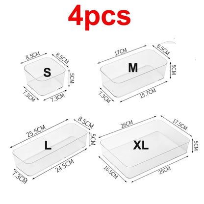 Clear Drawer Organizer Boxes Transparent Plastic Storage Box Desktop Acrylic Box Jewelry Makeup Cosmetic Organizer Drawer Box