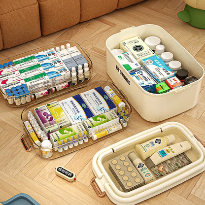 3/4 Layers Large Capacity Family Medicine Organizer Storage Box Portable First Aid Kit Pill Container Emergency Pharmacy Box