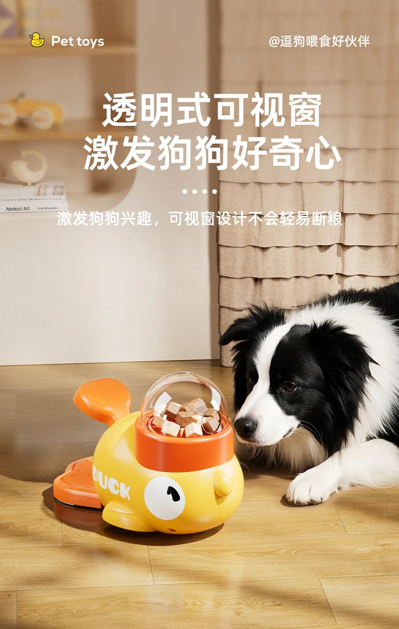 Automatic Pet Feeder - Cartoon Duck Design Dog Food Dispenser, Snack Trainer, Smart Portion Control Feeder for Cats & Dogs
