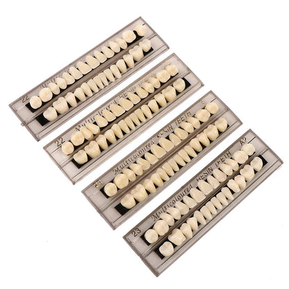 28 Teeth/set Resin Denture Teeth 3d Shade Guide Color Comparator Mirror Dentistry Cold Light Teeth White Bleaching Dental Plate