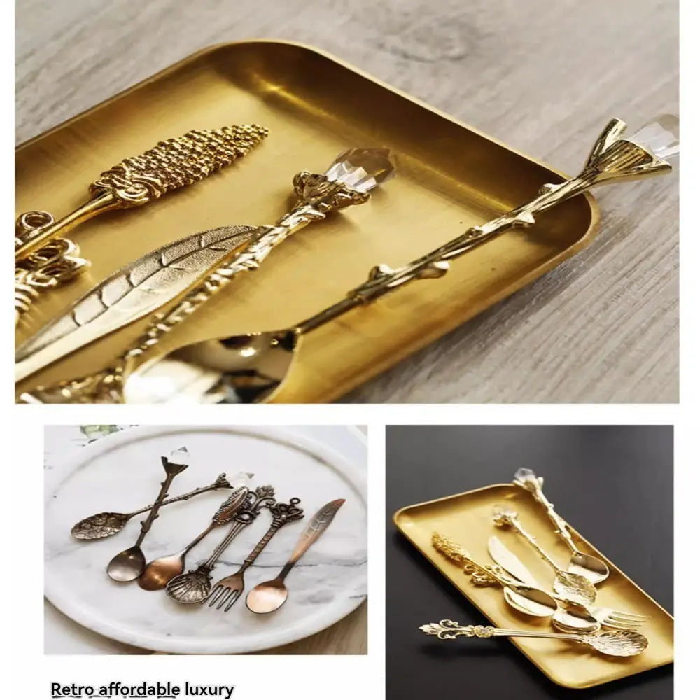 6pcs Vintage Palace Coffee Spoon 6pcs Set Ice Cream Spoon Jam Spoon Dessert Spoon Zinc Alloy Coffee Spoon Tableware Kitchen Uten