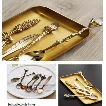 6pcs Vintage Palace Coffee Spoon 6pcs Set Ice Cream Spoon Jam Spoon Dessert Spoon Zinc Alloy Coffee Spoon Tableware Kitchen Uten