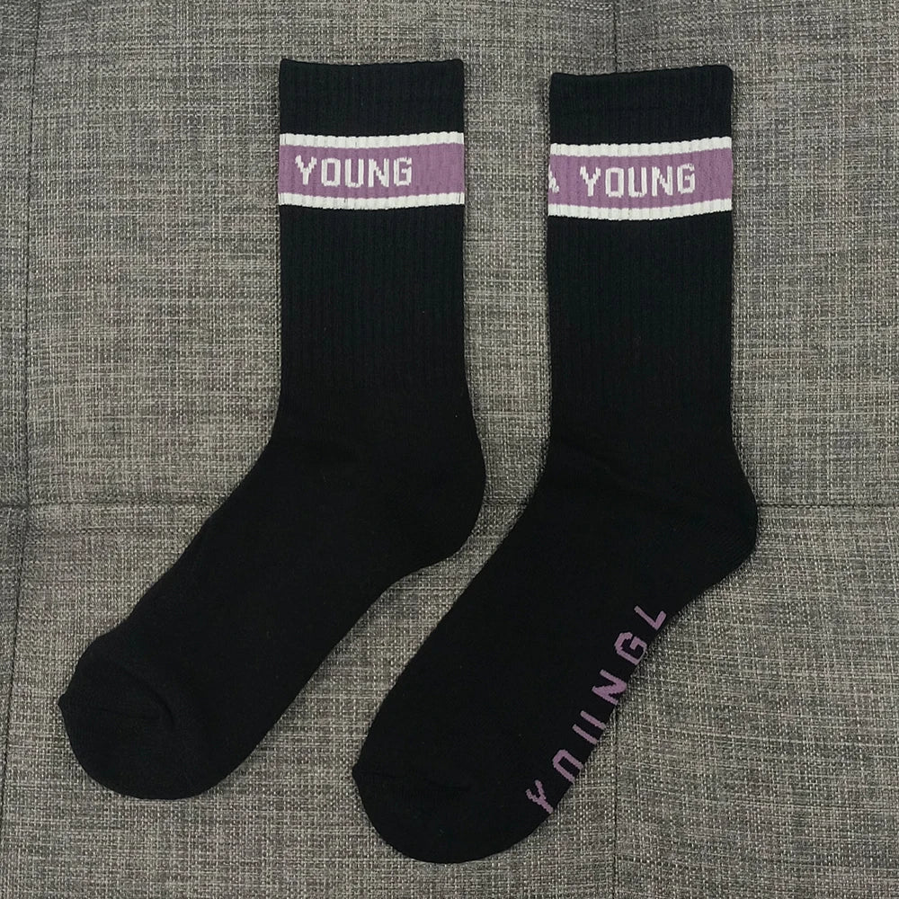 Young Sports Socks Gym Hombre Long Socks 4-Pairs High Top Socks Unisex Fitness Workout Sock Soft Comfort Breathable Street Style
