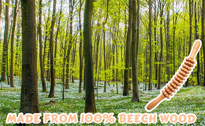 Natural Curved Wooden Massage Roller for Waist and Thigh, Multi-Functional Body Roller for Cellulite Reduction & Muscle Tension