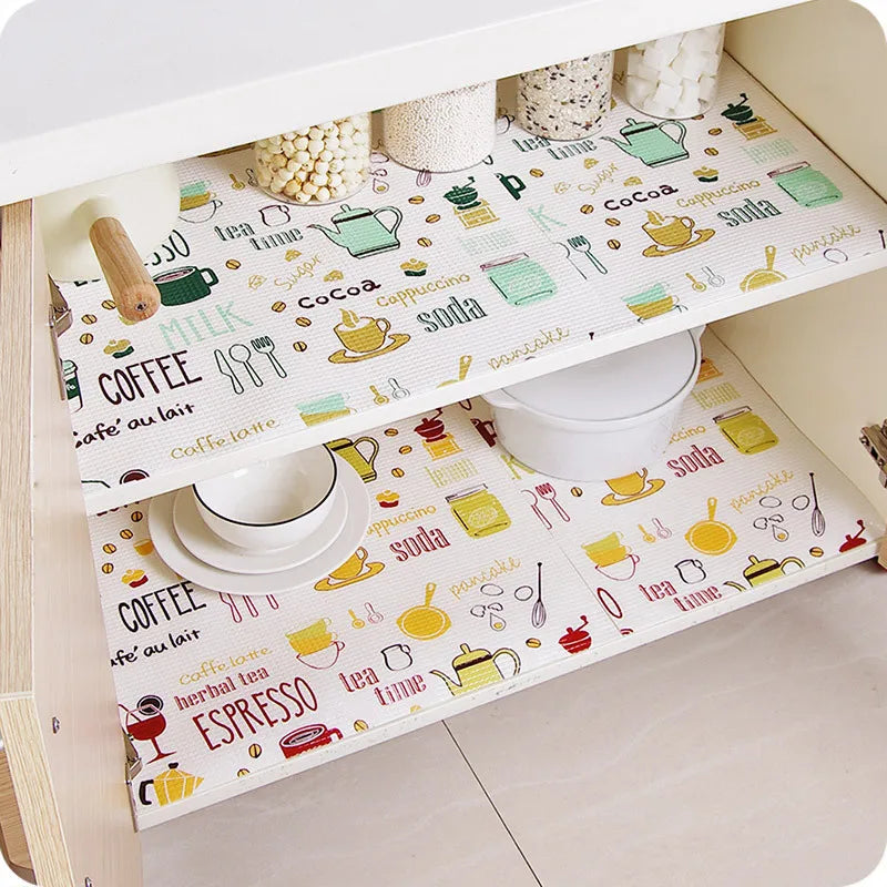 1 Roll Can Cut Table Mat Drawers Cabinet Shelf Liners Cartoon Cupboard Placemat Waterproof Oil Thickened Kitchen Stickers