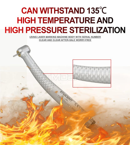 Dental 5 LED Light High Speed Handpiece 5 Water Sprays 2/4 Air Turbine Holes Dental Material