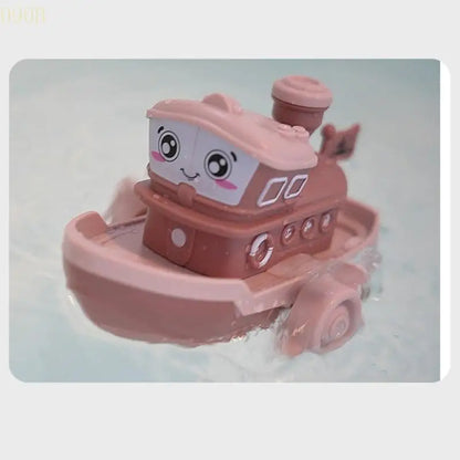 090B Bathtub Toy for Babies Lovely Cartoon Clockwork Float Cartoon Ship Boat Little Cruise Ship Interesting Clockwork Toy