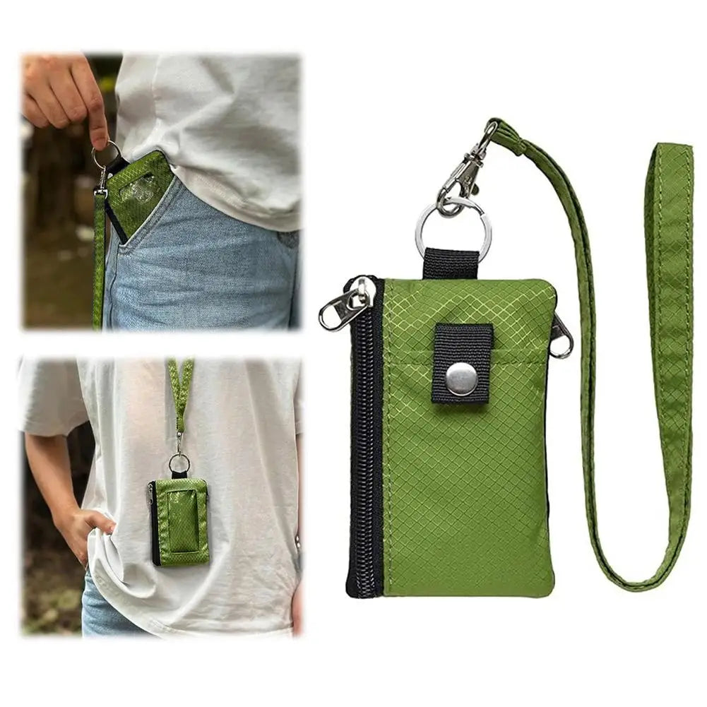 RFID Blocking Slim Wallet with ID Window, Waterproof Travel Card Holder, Protector with Keychain & Wrist Strap for Men Women