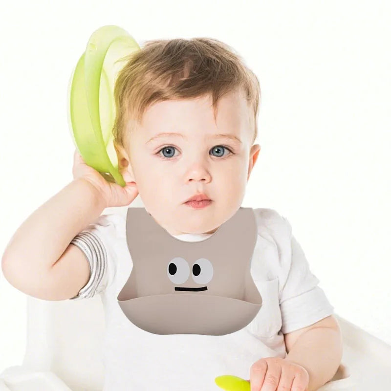 Baby silicone bib, bear bib, baby eating, children's complementary food, saliva bib, waterproof saliva towel