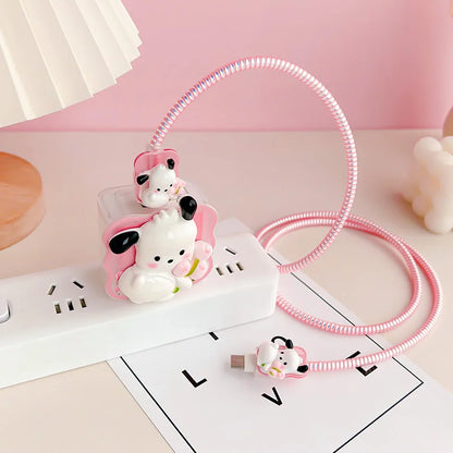 Joytop Sanrio 5Pcs Set Cable Protector for Huawei 35W/40W/66W/88W/100W Fast Charger Case Phone Wire Cord Organizers Winder