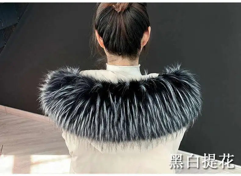 Detachable Faux Fur Collar Extra Large Warm Fake Fur Scarf Wrap Evening Cape For Winter Womens Coat Faux Fur Hood Ttrim Collar