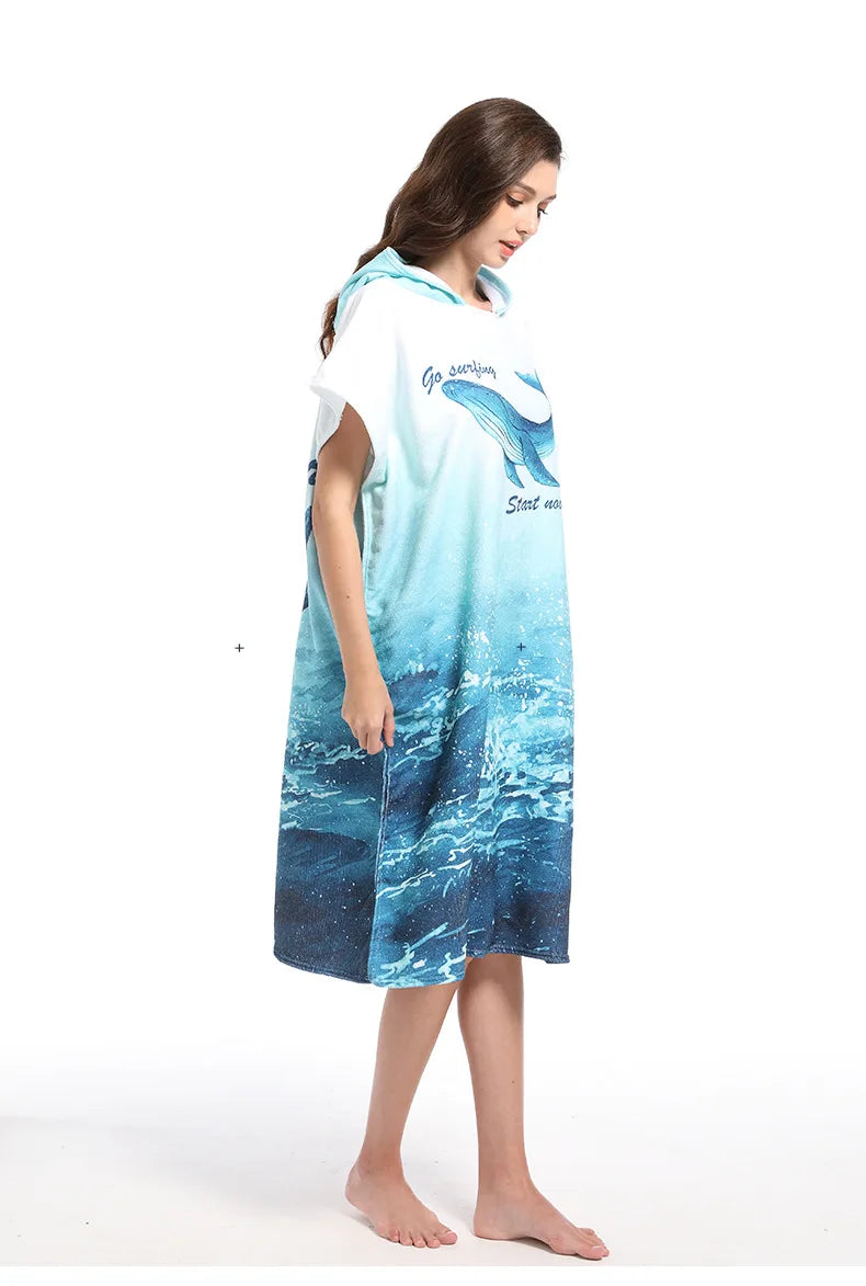 Beach Towel with Hood for Men and Women Hooded Towels Bath Robe for adult Quick Dry Lightweight Soft Microfiber Poncho Swim Robe
