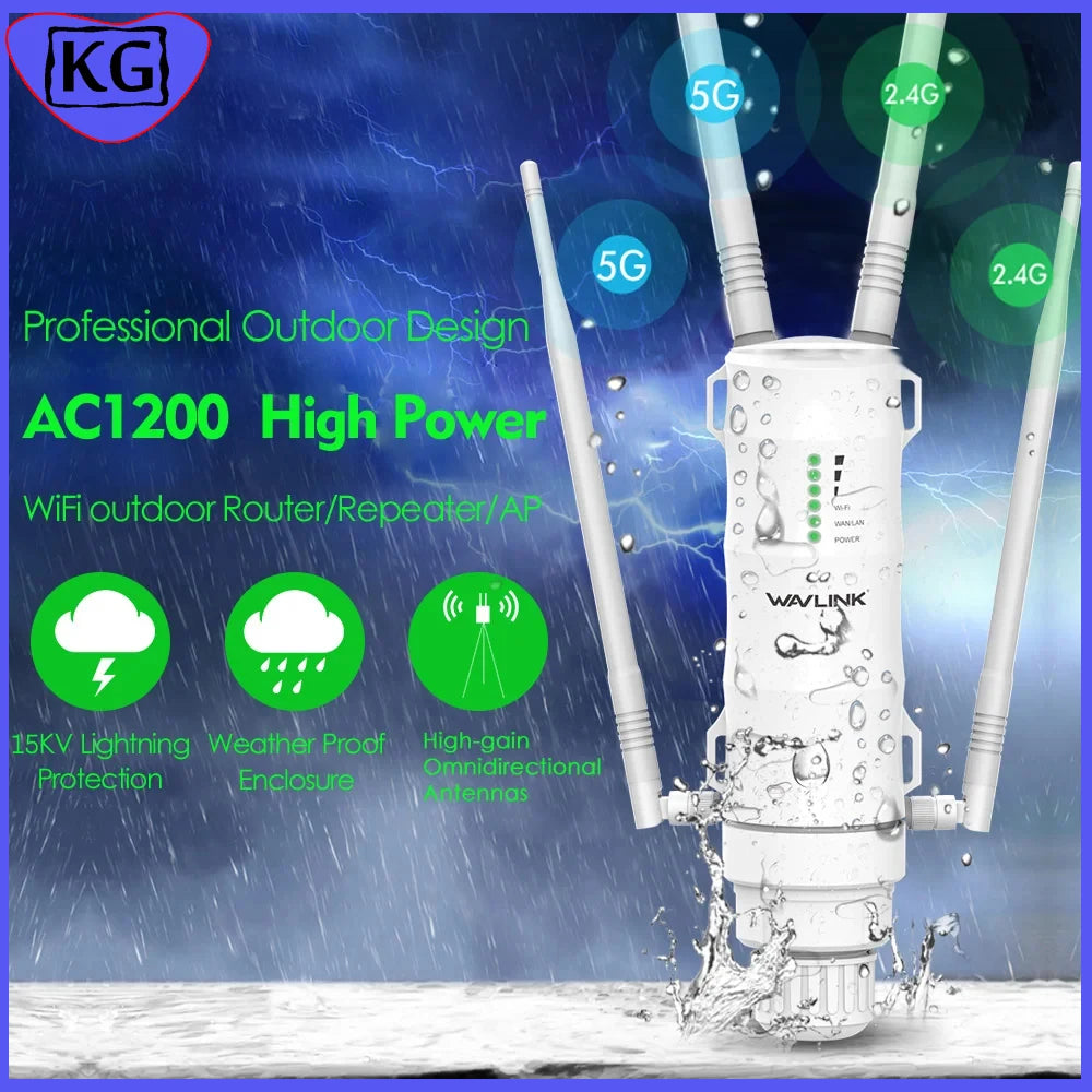 Outdoor wifi extenders Wavlink High Power Repeater Dual Dand 2.4G/5G POE booster 1200mbps Wi-Fi range extender signal amplifier