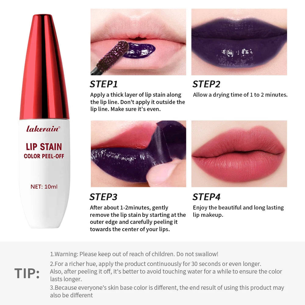 3 Colors Waterproof Lip Stain Color Peel-Off, Not Easy to transfer&Non-stick cup