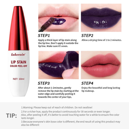 3 Colors Waterproof Lip Stain Color Peel-Off, Not Easy to transfer&Non-stick cup