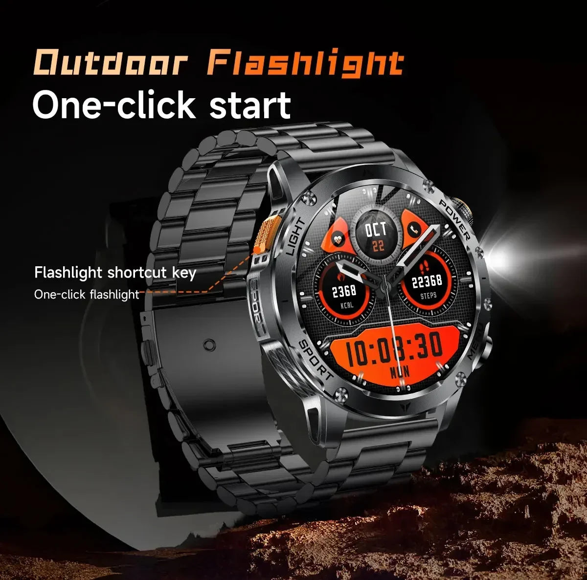 New For HUAWEI 1000mAh Large Capacity Battery Smart Watch Men Outdoor Flashlight BT Call Waterproof Sport Fitness SmartWatches