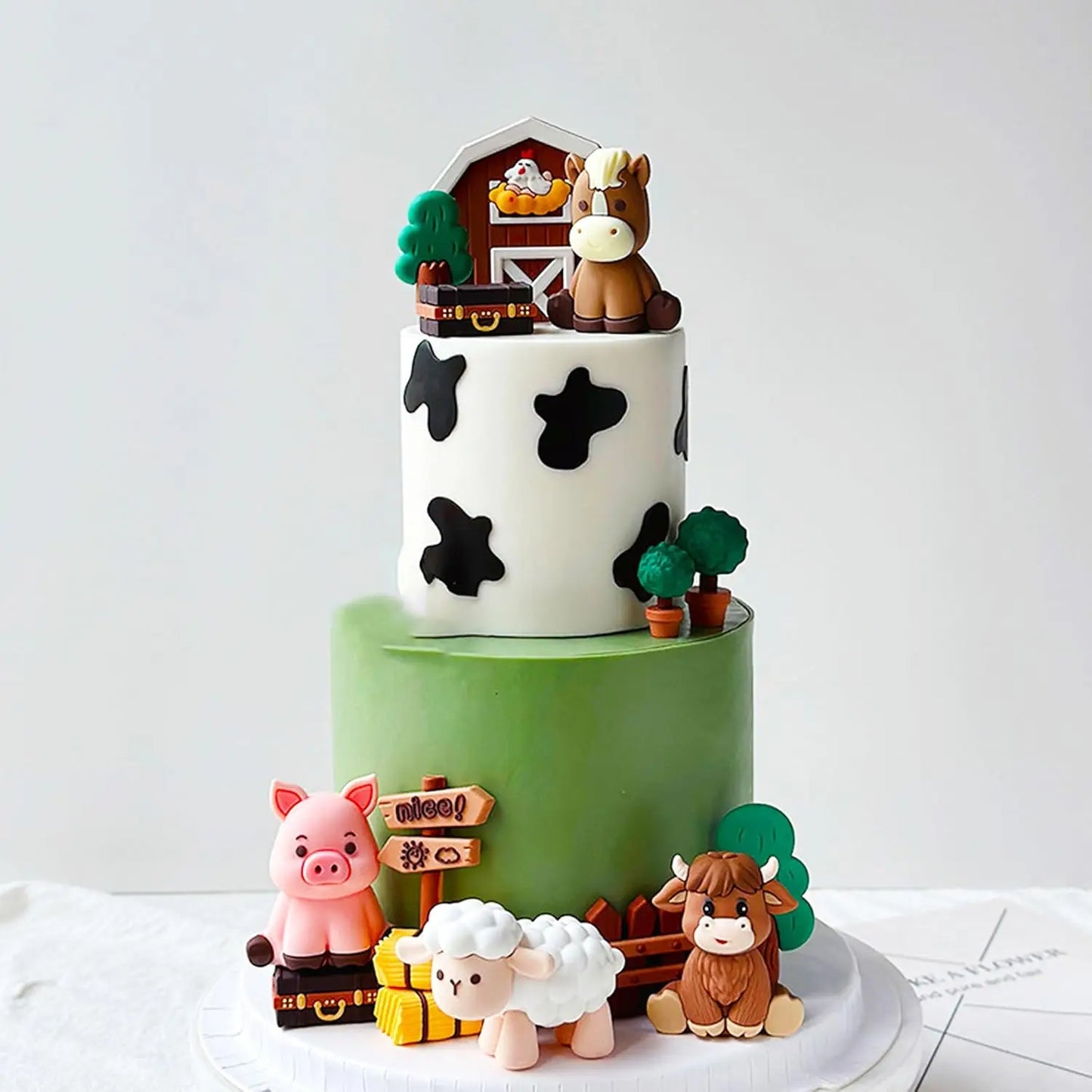 Farm Animal Cake Decoration Farm Birthday Cake Toppers Cow Pig Cake Topper for Farm Animal Baby Shower Birthday Party Decoration
