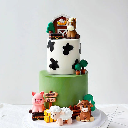 Farm Animal Cake Decoration Farm Birthday Cake Toppers Cow Pig Cake Topper for Farm Animal Baby Shower Birthday Party Decoration