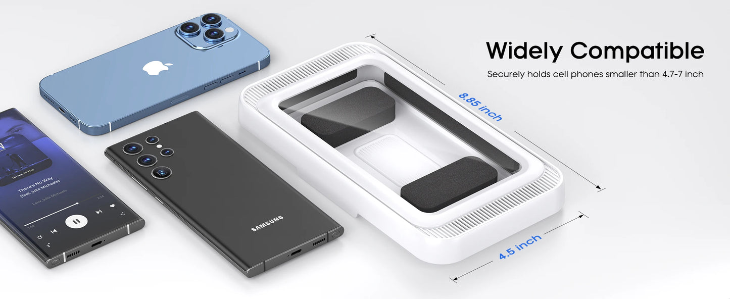 Shower Phone Holder with Speaker  480 Rotation, Wall Phone Mount for Shower Waterproof Anti Fog Shower Case for 4-7" Phones