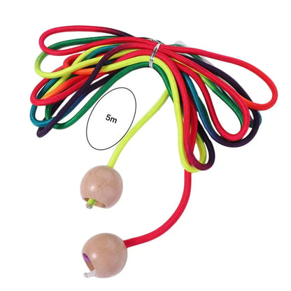 Anti-Slip Rainbow Long Rope Outdoor Fun Ball Handle Group Skipping Rope Exercise Workout Gym 5m Jump Rope Fitness Equipment