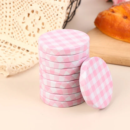 10 Pcs Colorful Lattice Jam Jars Lids Wide Mouth Screw Lids Storage Caps For Jars Glass Round Storage Cover