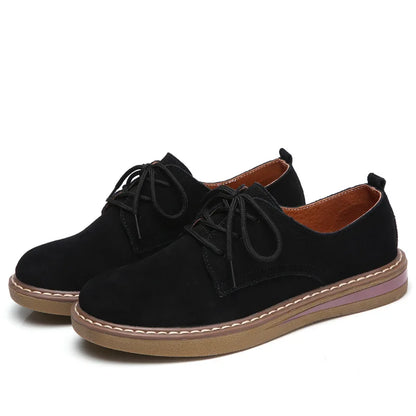 Fashion Woman Comfortable Daily Business Office Shoes Lace Up Genuine Leather Casual Women's Shoe Spring Autumn