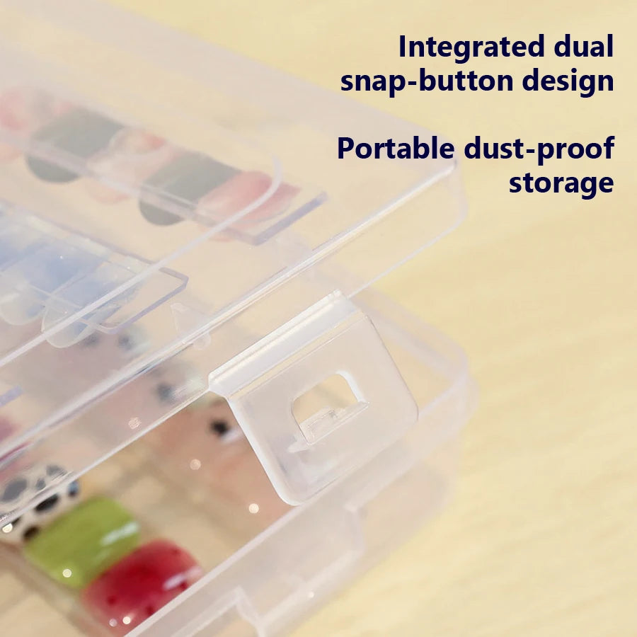 Press on Nails Storage Box, Empty False Nail Packaging Box Set with Double-sided Adhesive Tape and 10 Acrylic Nail Display Stick
