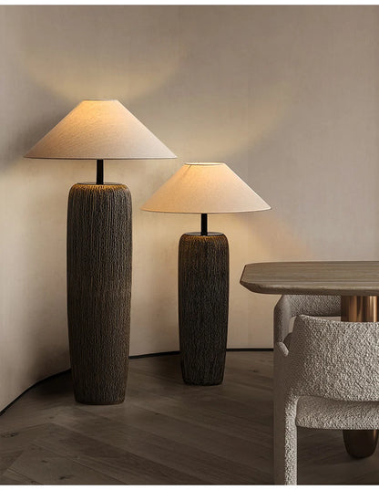 Ceramic floor lamp Wabi Sabi Style fabric lamp shade japanese floor lamp for Living Room Salon Corner Sofa Lounge Standing Light