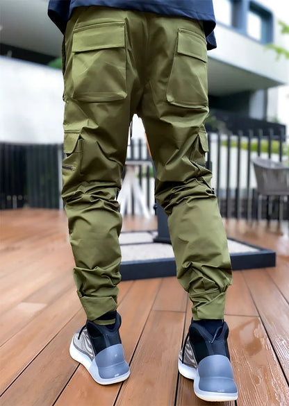 New 2025 Men‘s Casual Cargo Pants Loose Fashion Striped Multi Pocket Sports Fitness Hip Hop Jogger Trousers Male Cargo Pants